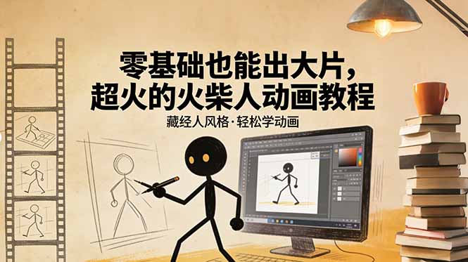 <span style='color:#bd7800'>零基础也能出大片，超火的火柴人动画教程（藏经人风格</span>