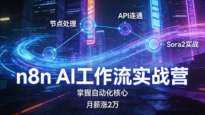 <span style='color:#078a00'>n8n AI工作流实战营，节点处理+API连通+Sora2实战，掌握自动化核心月薪涨2万</span>