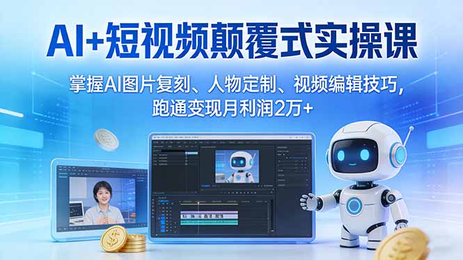 <span style='color:#078a00'>AI+短视频颠覆式实操课:掌握AI图片复刻、人物定制、视频编辑技巧,跑通变现月利润2万</span>