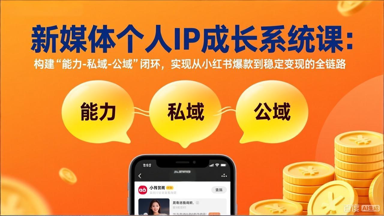 <span style='color:#001aff'>新媒体个人IP成长系统课-更新：构建“能力-私域-公域”闭环，实现从小红书爆款到稳定变现</span>
