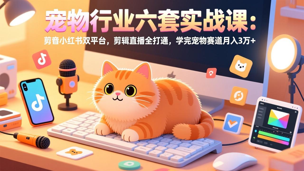 <span style='color:#bd7800'>宠物行业六套实战课：抖音小红书双平台，剪辑直播全打通，学完宠物赛道月入3万</span>