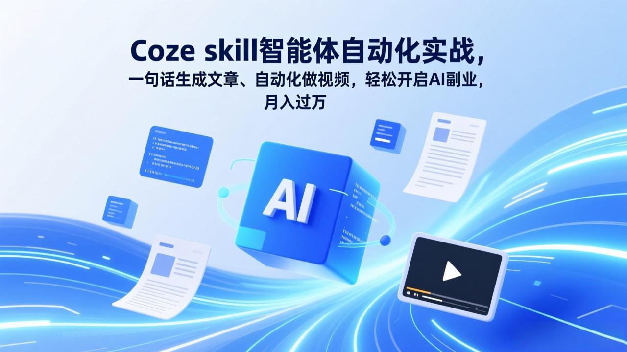 <span style='color:#ff0000'>Coze skill智能体自动化实战，一句话生成文章、自动化做视频，轻松开启AI副业，月入过万</span>