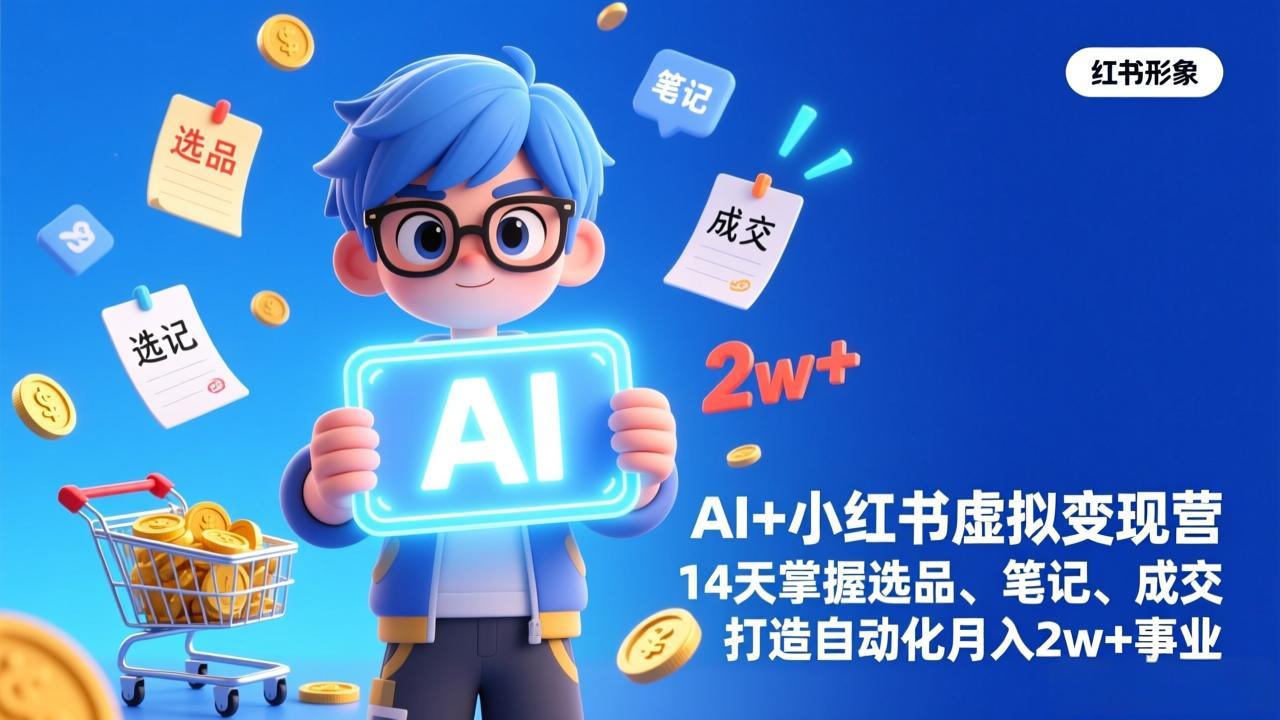 <span style='color:#001aff'>AI+小红书虚拟变现营（完结），14天掌握选品、笔记、成交，打造自动化月入2w+事业</span>