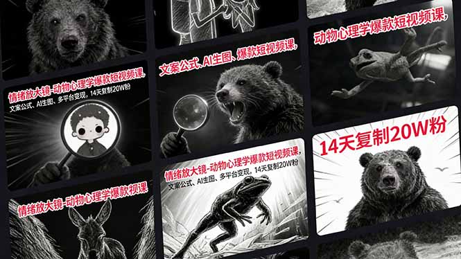 <span style='color:#078a00'>情绪放大镜-动物心理学爆款短视频课,文案公式、AI生图、多平台变现,14天复制20W粉</span>