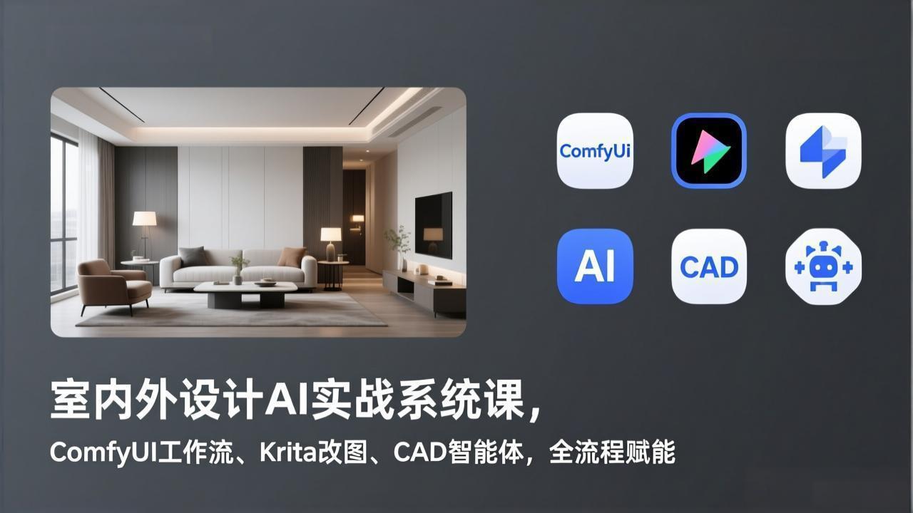 <span style='color:#001aff'>室内外设计AI实战系统课,ComfyUI工作流、Krita改图、CAD智能体,全流程赋能</span>