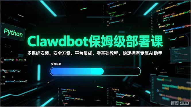 <span style='color:#ff0000'>Clawdbot保姆级部署课,多系统安装、安全方案、平台集成,零基础教程,快速拥有专属AI助手</span>