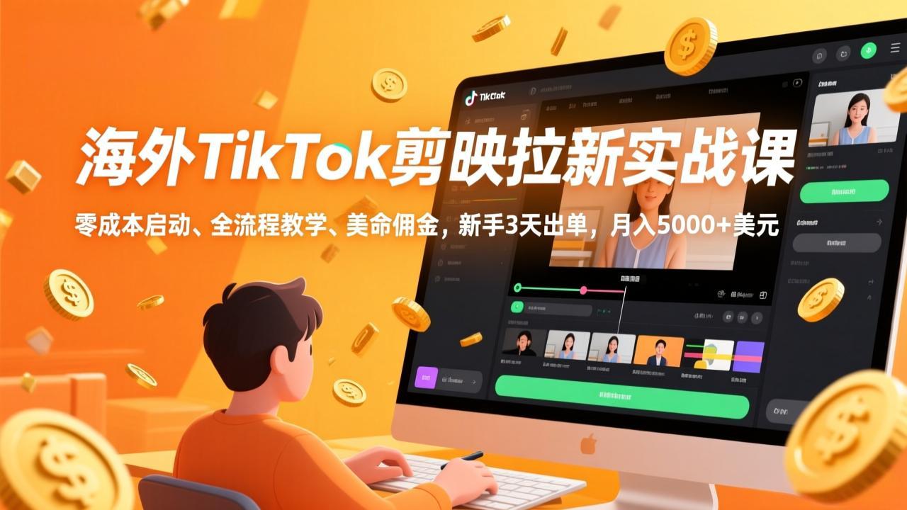 <span style='color:#a100e0'>海外TikTok剪映拉新实战课，零成本启动、全流程教学、美金佣金，新手3天出单，月入5000+美元</span>
