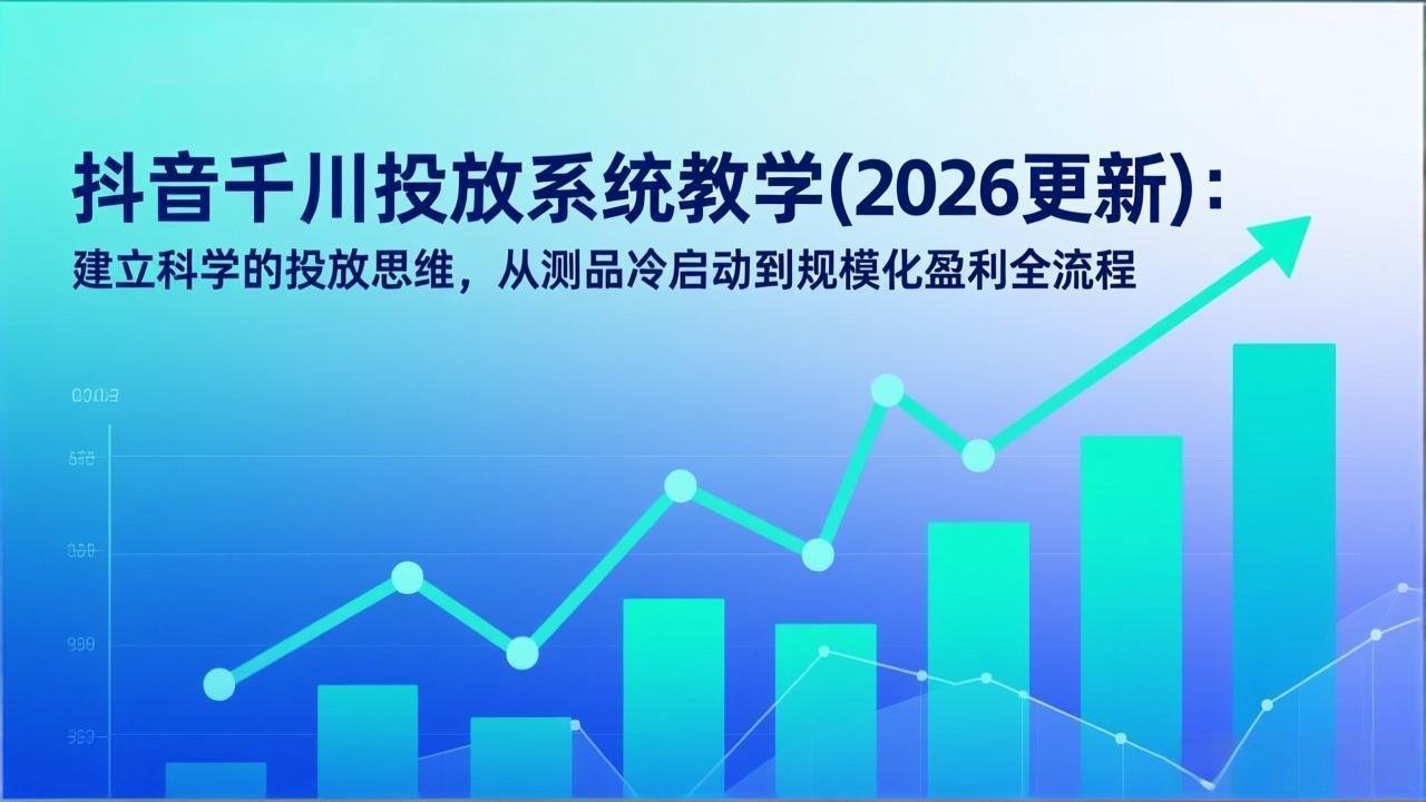 <span style='color:#ff0000'>抖音千川投放系统教学(2026更新)：建立科学的投放思维，从测品冷启动到规模化盈利全流程</span>