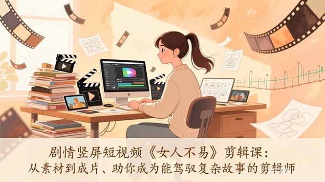 <span style='color:#bd7800'>剧情竖屏短视频《女人不易》剪辑课：从素材到成片、助你成为能驾驭复杂故事的剪辑师</span>