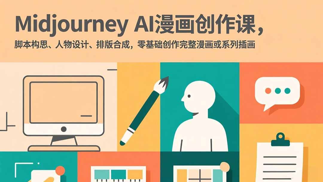 <span style='color:#a100e0'>Midjourney AI漫画创作课，脚本构思、人物设计、排版合成，零基础创作完整漫画或系列插画</span>