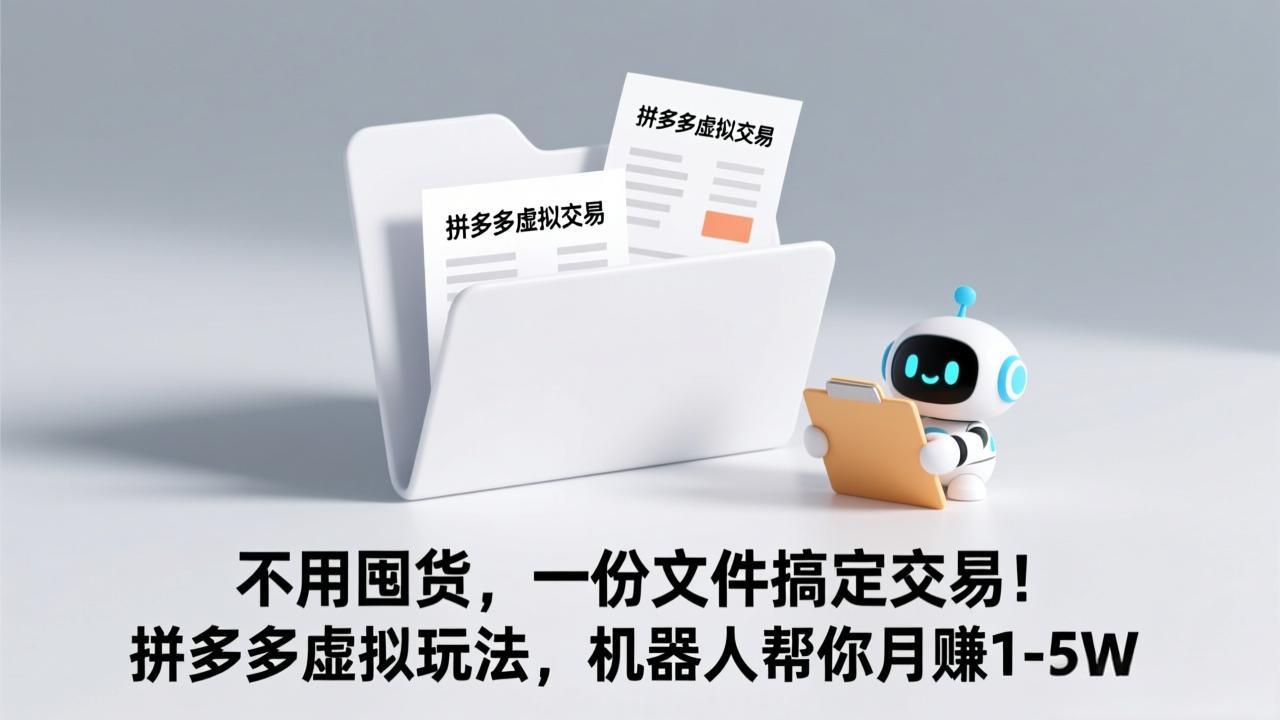<span style='color:#078a00'>不用囤货，一份文件搞定交易！拼多多虚拟玩法，机器人帮你月赚</span>