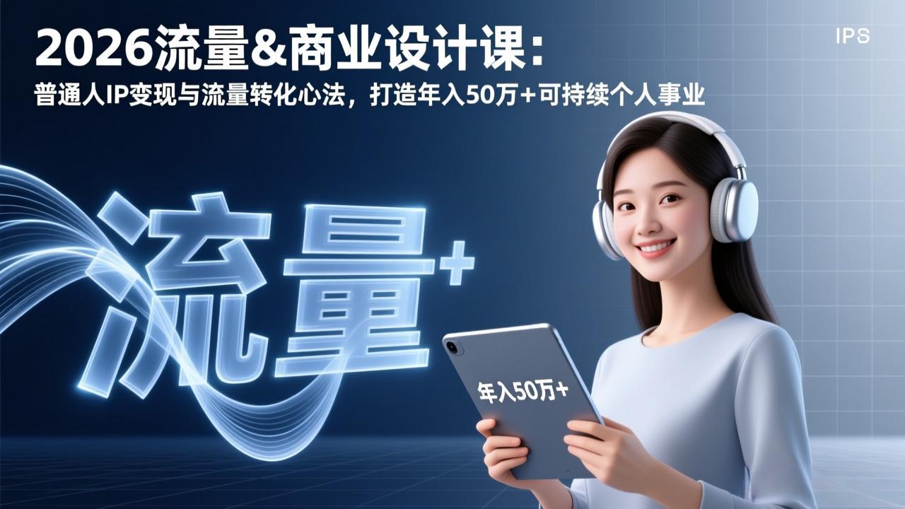 <span style='color:#078a00'>2026流量&商业设计课：普通人IP变现与流量转化心法，打造年入50万+可持续个人事业</span>