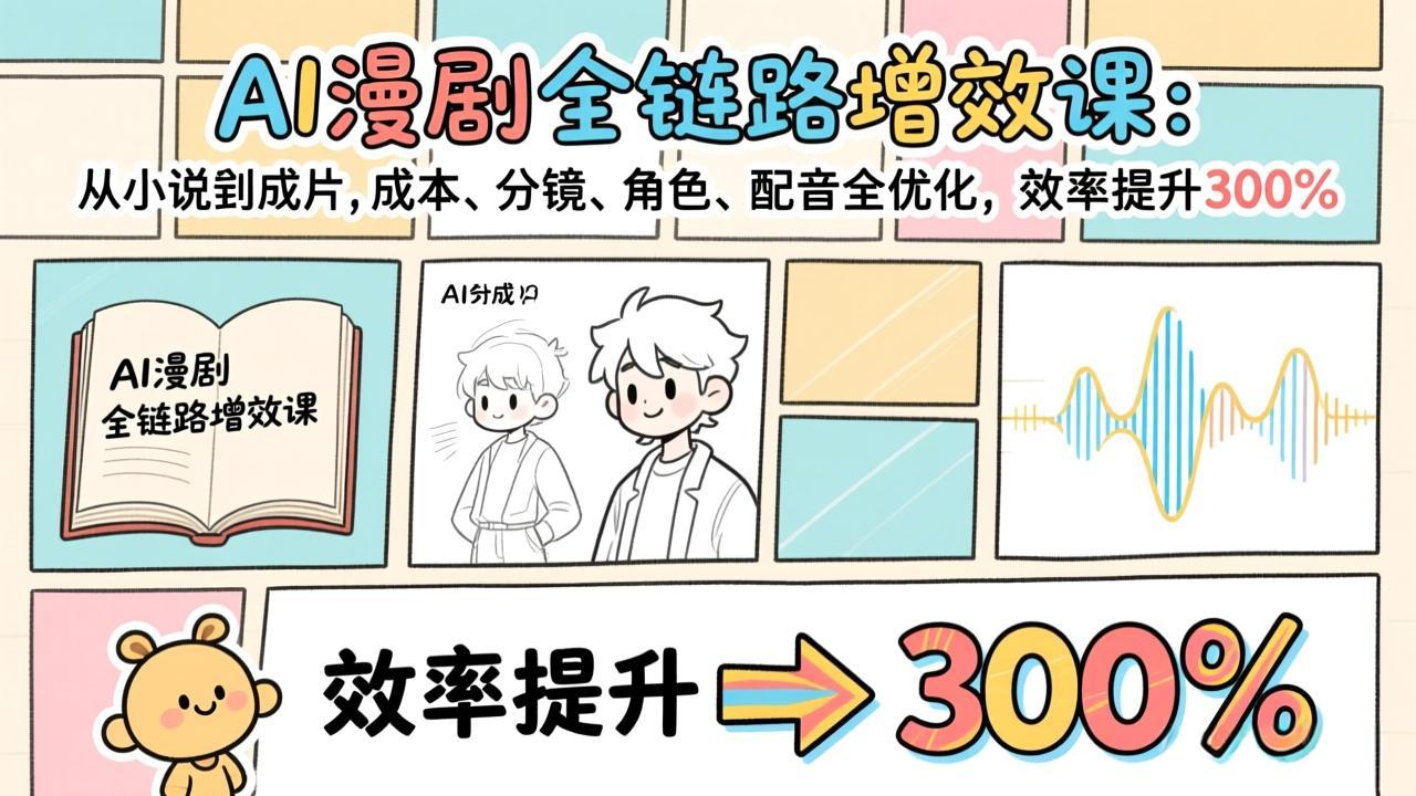 <span style='color:#a100e0'>AI漫剧全链路增效课：从小说到成片，成本、分镜、角色、配音全优化，效率提升</span>