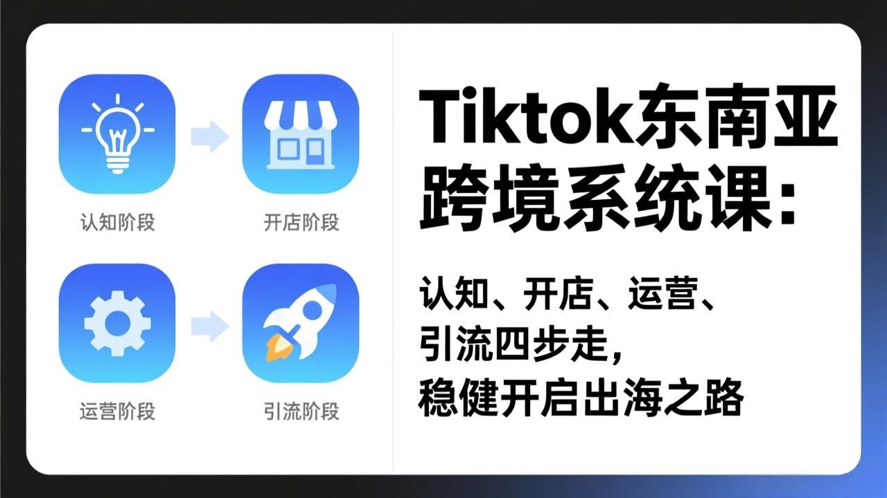 <span style='color:#ff0000'>TikTok东南亚跨境系统课：认知、开店、运营、引流四步走，稳健开启出海之路</span>