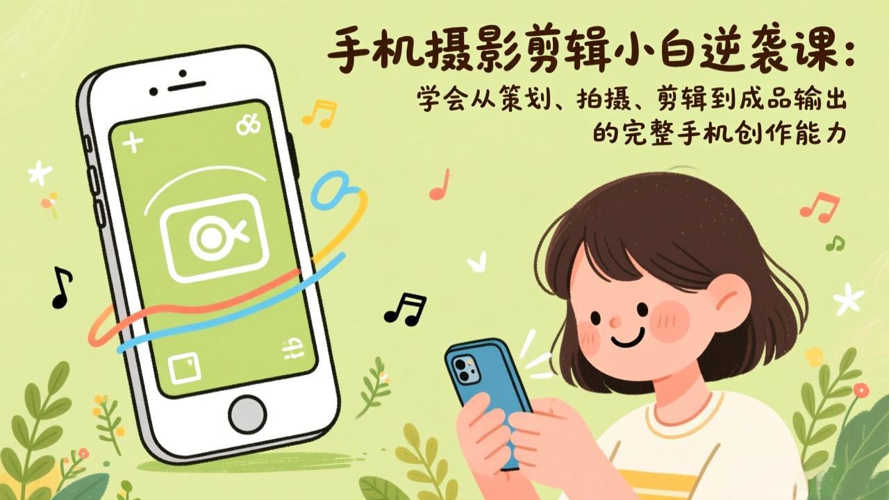 <span style='color:#078a00'>手机摄影剪辑小白逆袭课：学会从策划、拍摄、剪辑到成品输出的完整手机创作能力</span>