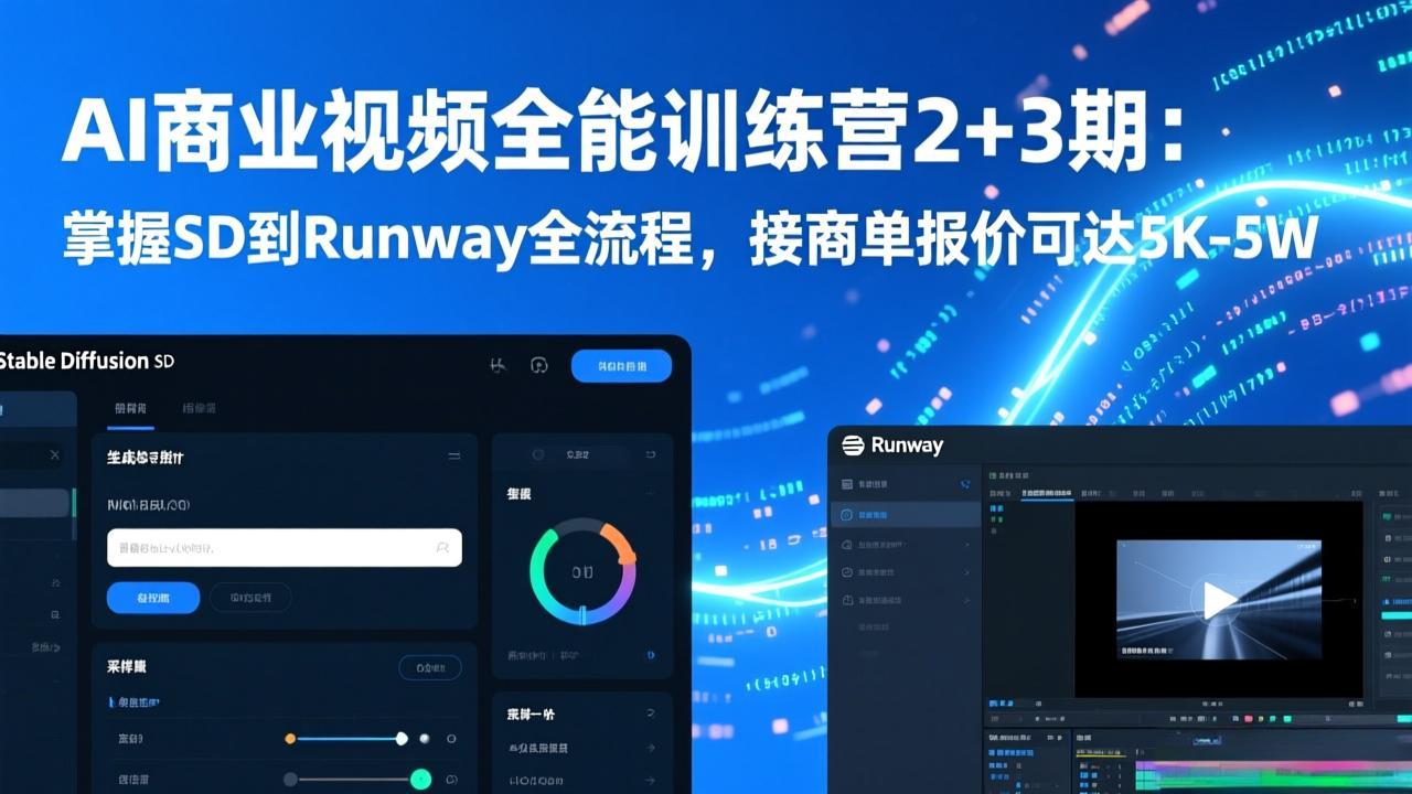 <span style='color:#ff0000'>AI商业视频全能训练营2+3期：掌握SD到Runway全流程，接商单报价可达</span>