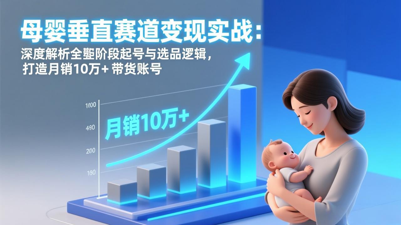 <span style='color:#a100e0'>母婴垂直赛道变现实战：深度解析三大阶段起号与选品逻辑，打造月销10万+带货账号</span>