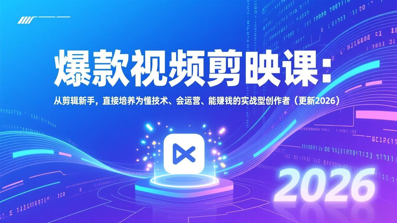 <span style='color:#a100e0'>爆款视频剪映课：从剪辑新手，直接培养为懂技术、会运营、能赚钱的实战型创作者（更新</span>