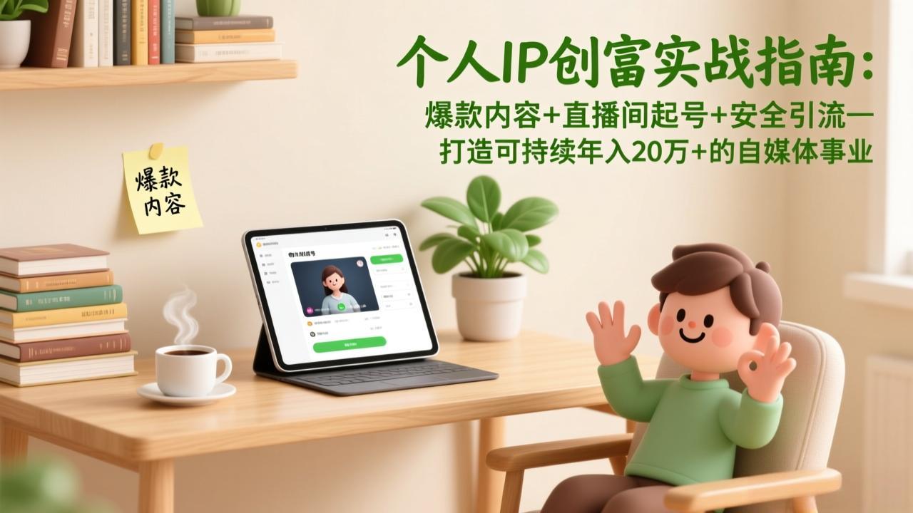 <span style='color:#a100e0'>个人IP创富实战指南:爆款内容+直播间起号+安全引流,打造可持续年入20万+的自媒体事业</span>