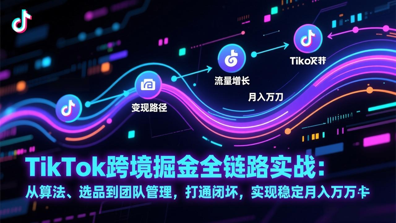 <span style='color:#078a00'>TikTok跨境掘金全链路实战:从算法、选品到团队管理,打通闭环,实现稳定月入万刀</span>