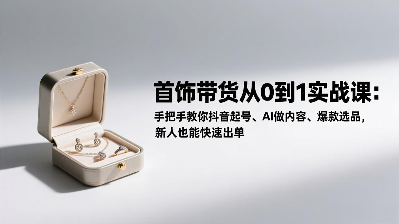 <span style='color:#078a00'>首饰带货从0到1实战课:手把手教你抖音起号、AI做内容、爆款选品,新人也能快速出单</span>