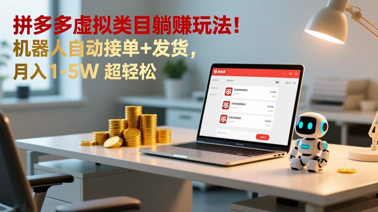 <span style='color:#bd7800'>多多虚拟类目躺赚玩法!机器人自动接单+发货,月入 1-5W 超轻松</span>