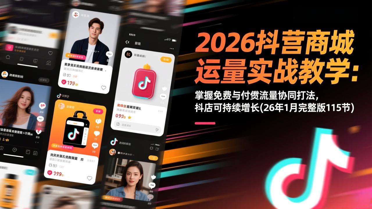 <span style='color:#ff0000'>2026抖音商城运营实战教学:掌握免费与付费流量协同打法,抖店可持续增长(26年1月完整版115节</span>