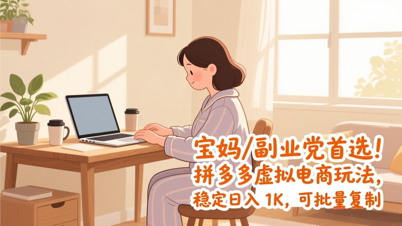 <span style='color:#001aff'>宝妈 / 副业党首选!拼多多虚拟电商玩法,稳定日入 1K,可批量复制</span>