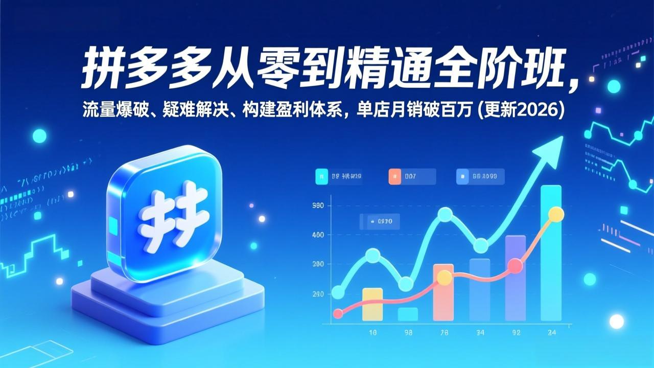 <span style='color:#001aff'>拼多多从零到精通全阶班,流量爆破、疑难解决,构建盈利体系,单店月销破百万(更新</span>