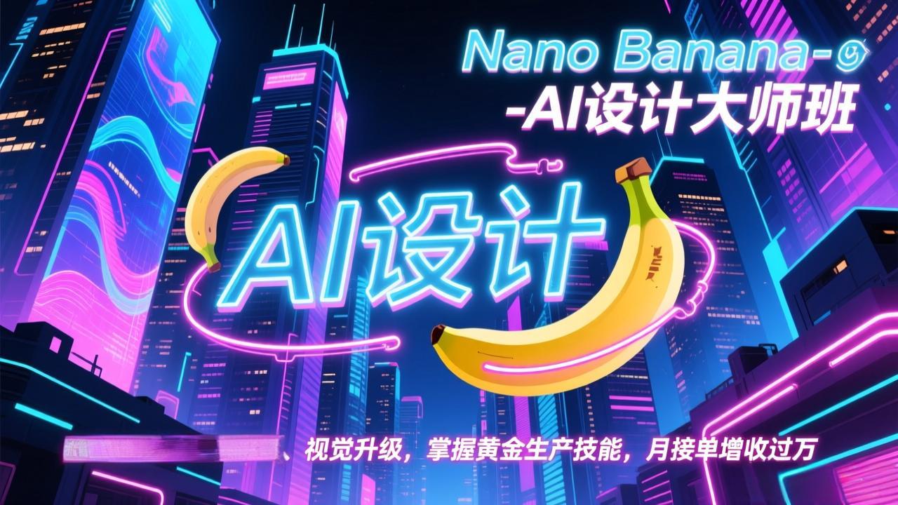 <span style='color:#001aff'>Nano Banana-AI设计大师班,修图合成、广告创作、视觉升级,掌握黄金生产技能,月接单增收过万</span>