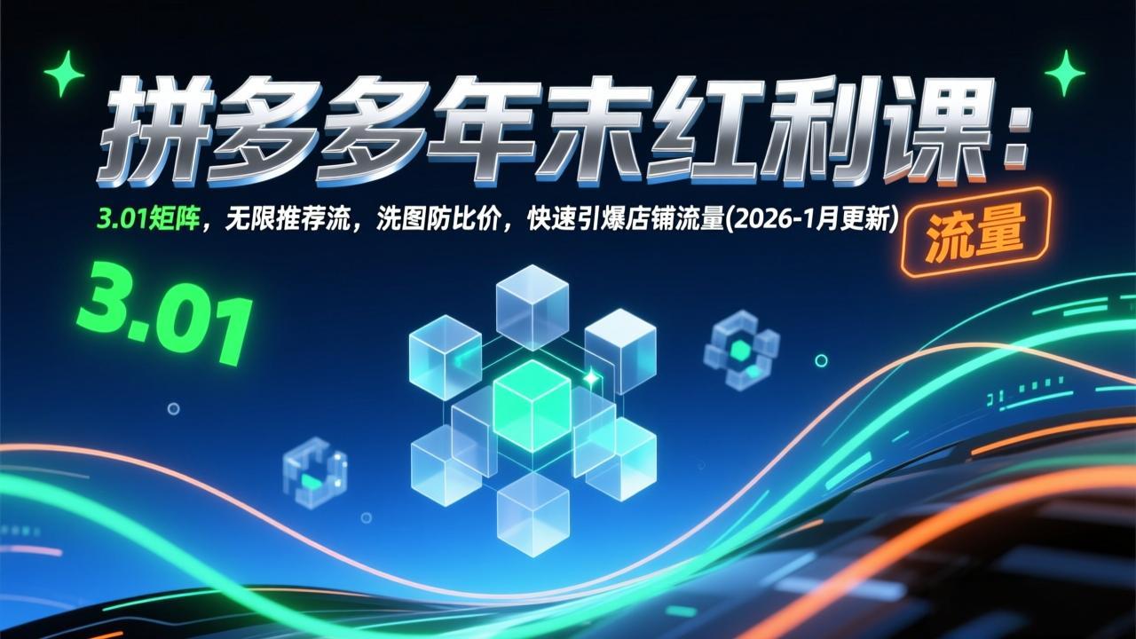 <span style='color:#001aff'>拼多多年末红利课:3.01矩阵,无限推荐流,洗图防比价,快速引爆店铺流量(2026-1月更新</span>