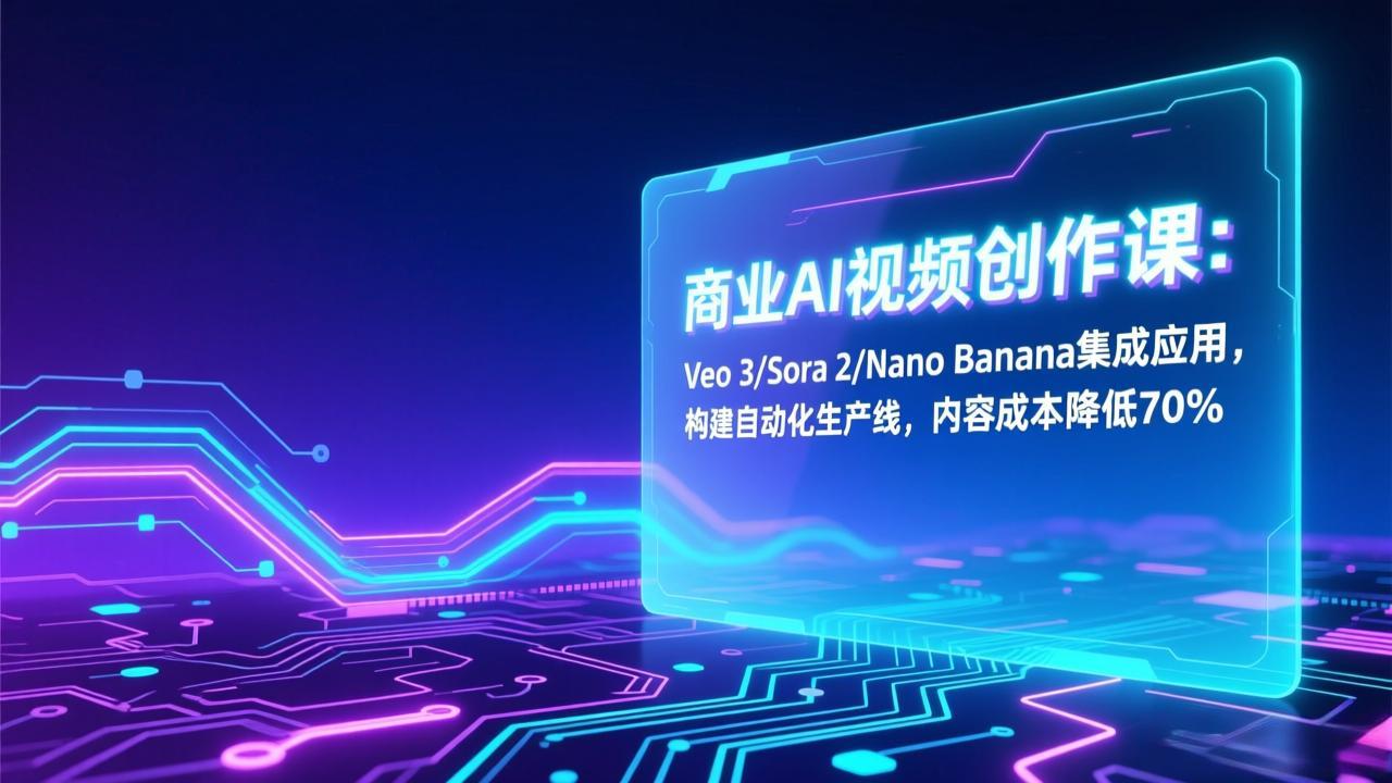 <span style='color:#a100e0'>商业AI视频创作课:Veo 3/Sora 2/Nano Banana集成应用,构建自动化生产线,内容成本降低</span>
