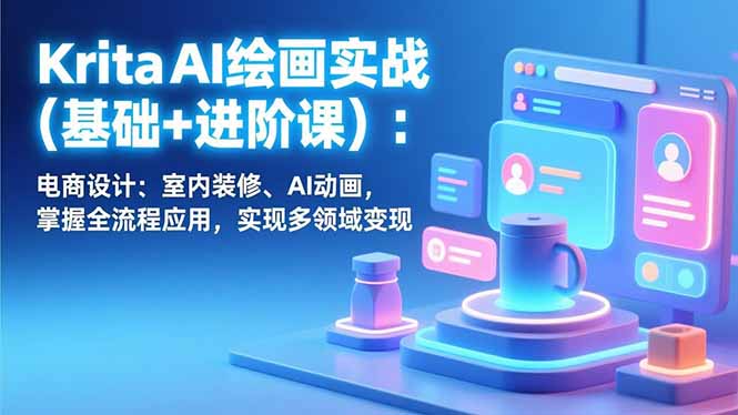 <span style='color:#001aff'>Krita AI绘画实战(基础+进阶课):电商设计、室内装修、AI动画,掌握全流程应用,实现多领域变现</span>