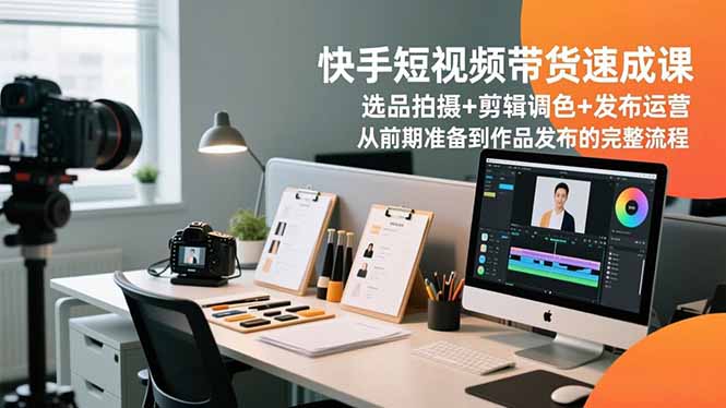 <span style='color:#bd7800'>快手短视频带货速成课，选品拍摄+剪辑调色+发布运营，从前期准备到作品发布的完整流程</span>