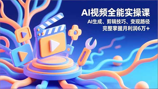 <span style='color:#a100e0'>AI视频全能实操课，AI生成、剪辑技巧、变现路径，完整掌握月利润6万</span>