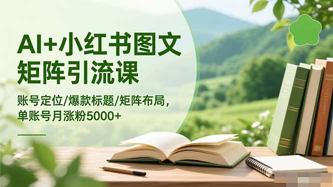 <span style='color:#078a00'>AI+小红书图文矩阵引流课:账号定位/爆款标题/矩阵布局/单账号月涨粉</span>