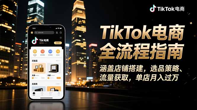 <span style='color:#001aff'>TikTok电商全流程指南,涵盖店铺搭建、选品策略、流量获取,单店月入过万</span>