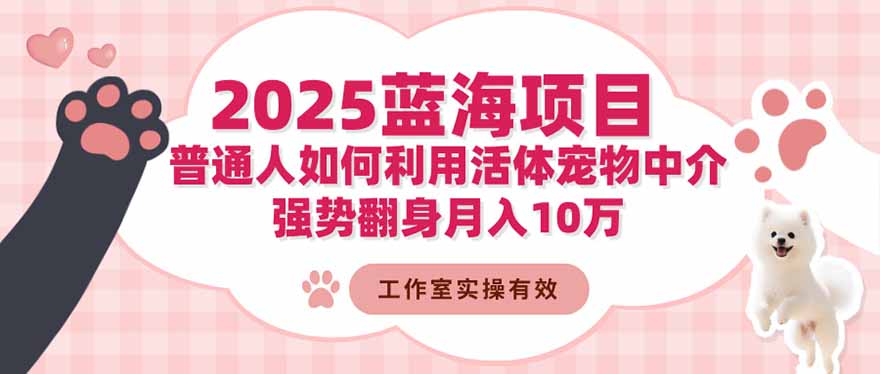 <span style='color:#001aff'>2025蓝海项目：普通人如何利用活体宠物中介，强势翻身月入10万</span>