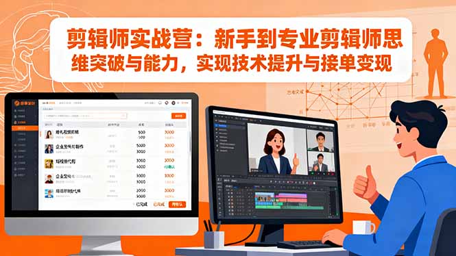 <span style='color:#078a00'>剪辑师实战营：新手到专业剪辑师思维突破与能力，实现技术提升与接单变现</span>