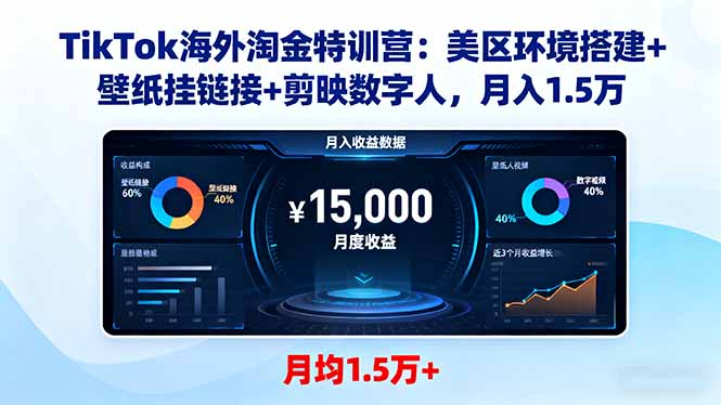 <span style='color:#001aff'>TikTok海外淘金特训营:美区环境搭建+壁纸挂链接+剪映数字人,月入1.5万</span>