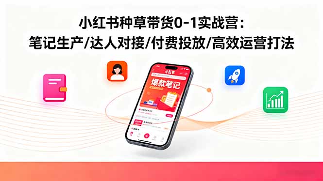 <span style='color:#ff0000'>小红书种草带货0-1实战营：笔记生产/达人对接/付费投放/高效运营打法</span>