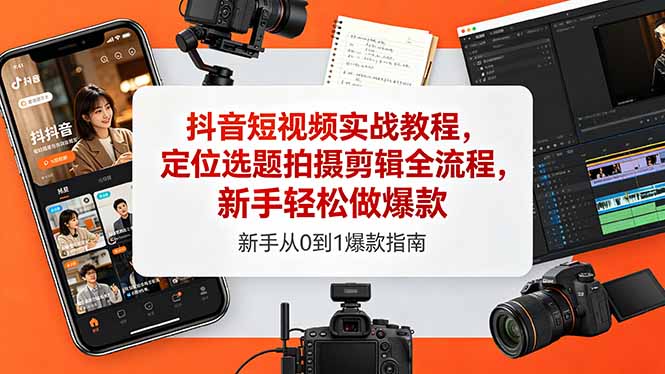<span style='color:#bd7800'>抖音短视频实战教程,定位选题拍摄剪辑全流程,新手轻松做爆款</span>