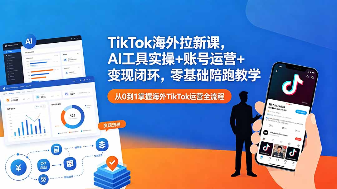 <span style='color:#bd7800'>TikTok海外拉新课,AI工具实操+账号运营+变现闭环,零基础陪跑教学</span>