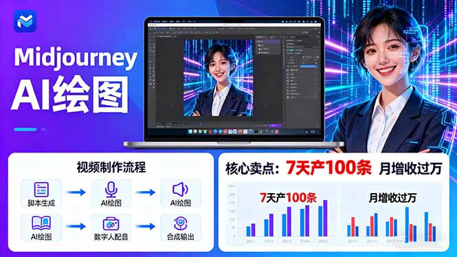 <span style='color:#bd7800'>AI绘图照片开口说话视频制作:Midjourney+数字人,7天产100条月增收过万</span>