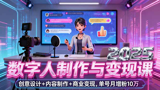 <span style='color:#001aff'>2025数字人制作与变现课，创意设计+内容制作+商业变现，单号月增粉10万</span>