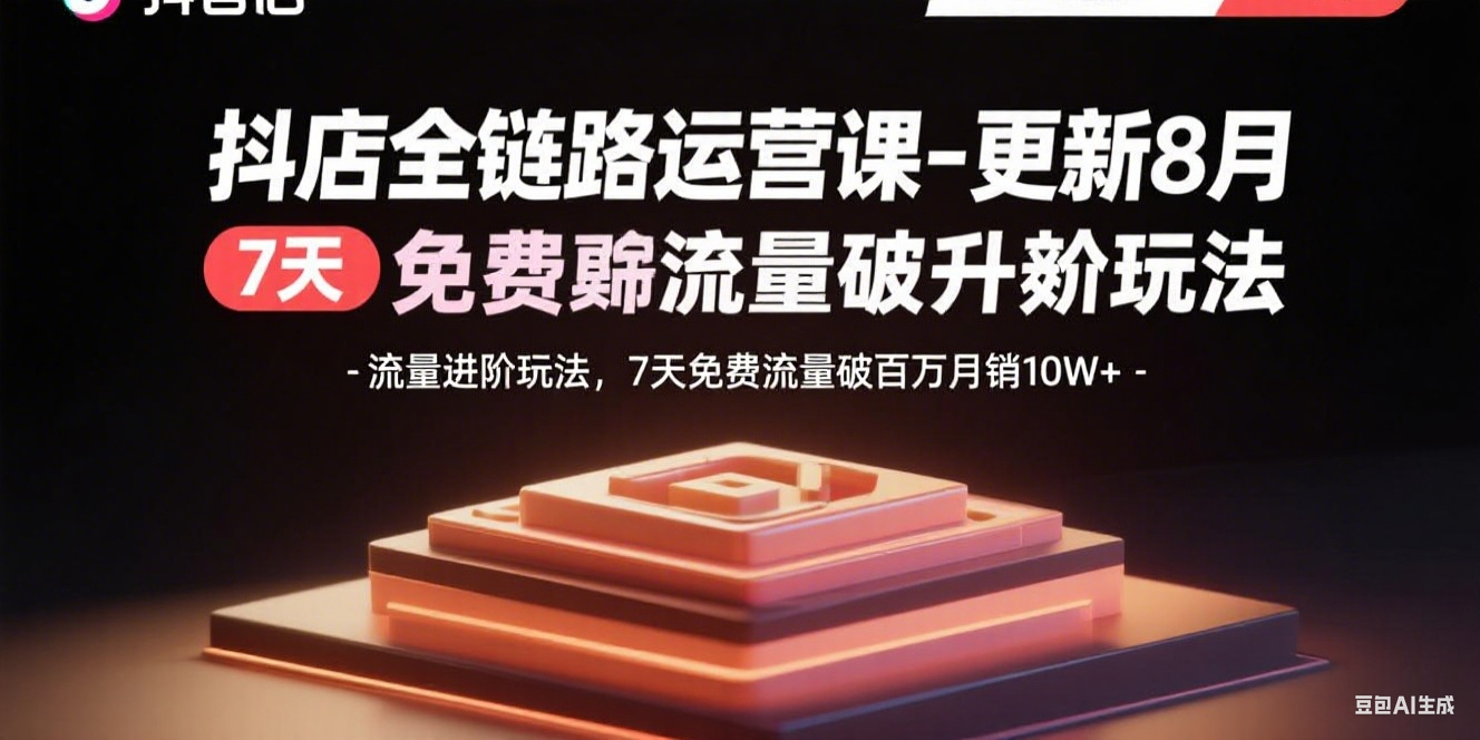 <span style='color:#a100e0'>抖店全链路运营课-更新8月：流量进阶玩法，7天免费流量破百万月销</span>