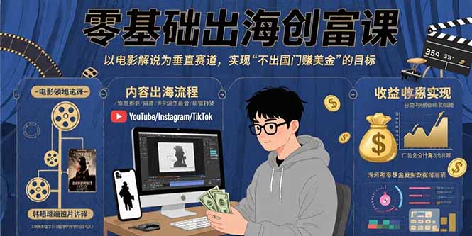 <span style='color:#078a00'>零基础出海创富课:以电影解说为垂直赛道,实现不出国门赚美金的目标</span>