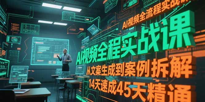 <span style='color:#ff0000'>AI视频全流程实战课,从文案生成到案例拆解,14天速成45天精通</span>