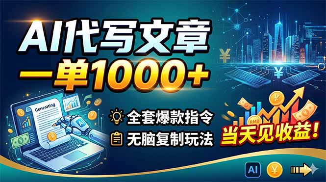 <span style='color:#001aff'>AI代写文章,一单1000+,全套爆款指令+无脑复制玩法,当天见收益</span>