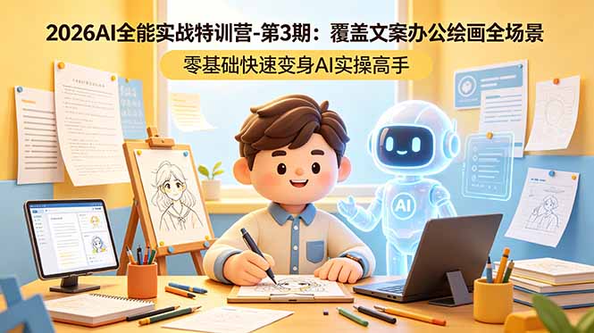 <span style='color:#001aff'>2026AI全能实战特训营-第3期:覆盖文案办公绘画全场景 零基础快速变身AI实操高手</span>